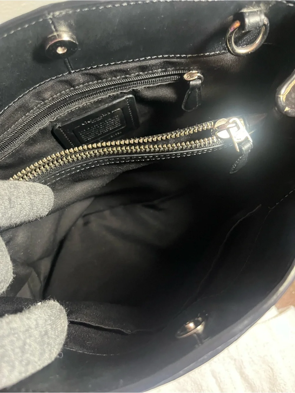 Coach Pebbled Leather Bag in Cream, Brown & Black